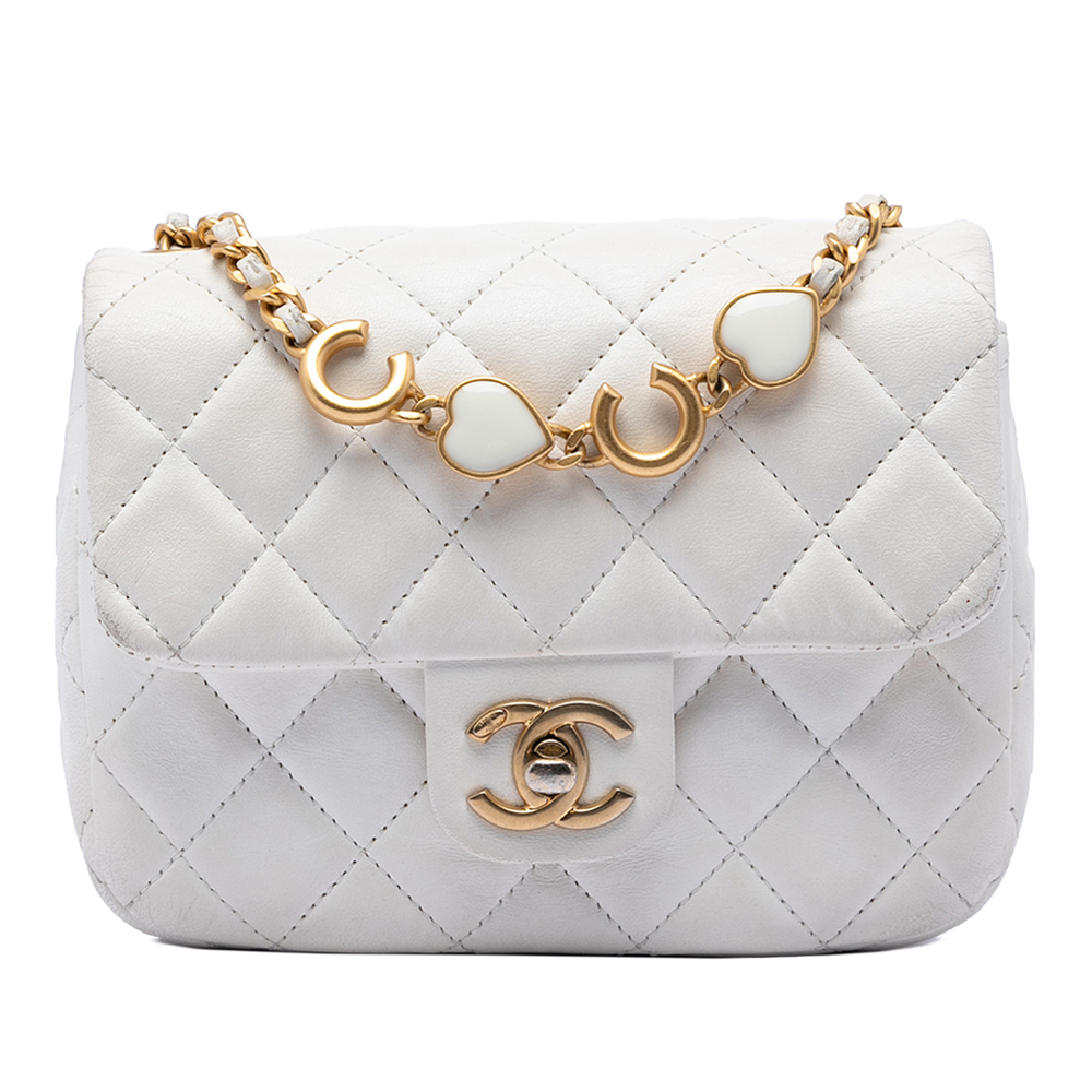 Pre-Loved Chanel Mini Square Classic Lambskin Enamel Coco Hearts Single Flap